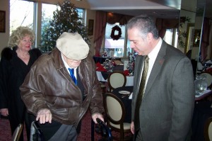 Steve greets Centennarian Bill McDonough and resident of Chambers Court Dorothea Schwenk (800x533)